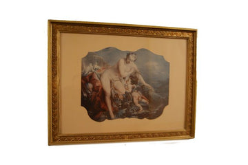 Antique Engraving from 1800 French Goddess Diana with Cupid