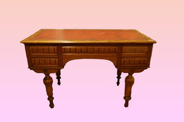 Scrittoio Luigi XVI del 1800 in noce con piano in pelle