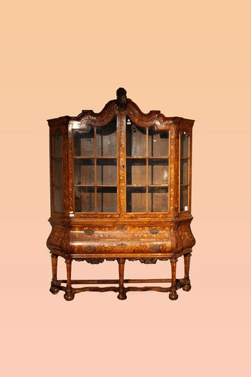 Superb richly inlaid Dutch showcase