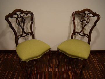 four antique French chairs from the 1800s in Louis Philippe walnut