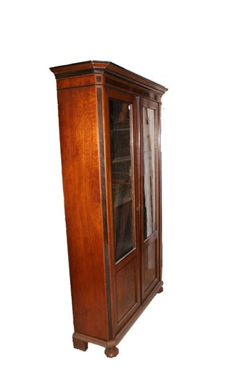 Louis Philippe bookcase showcase in walnut and walnut root