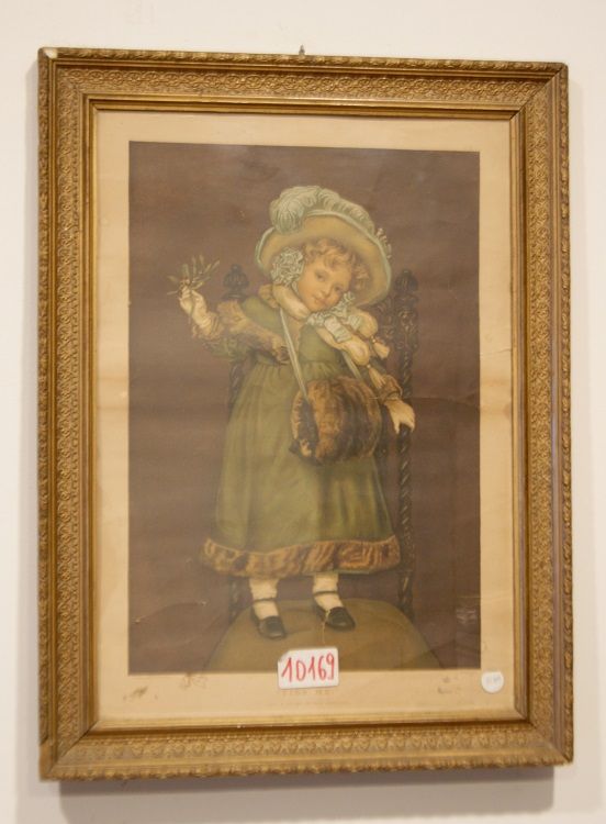 Antica stampa a colori del 1800 Fanciulla inglese