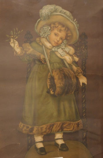 Antica stampa a colori del 1800 Fanciulla inglese