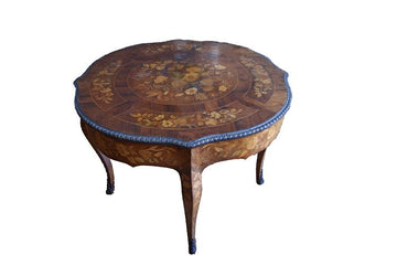 Antique Dutch inlaid center table from 1700 Louis XV