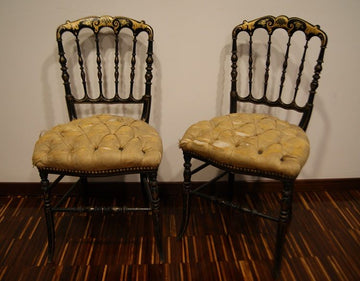 4 sedie chiavarine del 1800 ebanizzate
