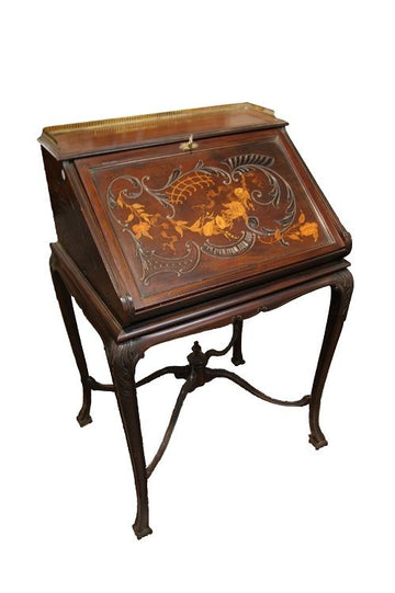Antica ribaltina del 1700 stile Chippendale intarsiata inglese