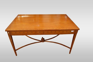 19th century English Sheraton style writing table in satinwood