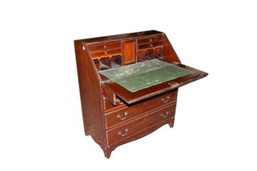 1800s English Victorian Bureau Writing desk in mahogany with inlay
