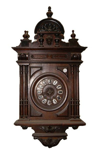 Antique Italian Renaissance style walnut hanging clock