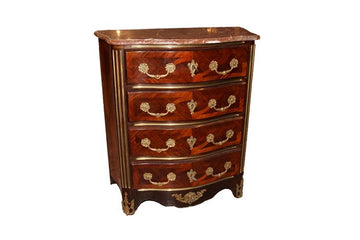 Antique Regency style chest of drawers from the 1800s with marble and bronze