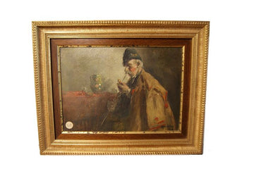 oil on panel "Man with a pipe" by Andor G. Horvath (1876-1966)