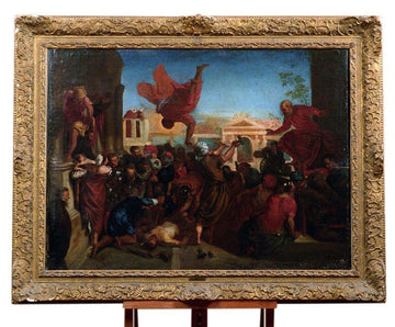 Antico Olio su tela italiano 1700 raffigurante: Miracolo di San Marco