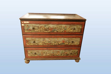 Lacquered and decorated Tyrolean chest of drawers