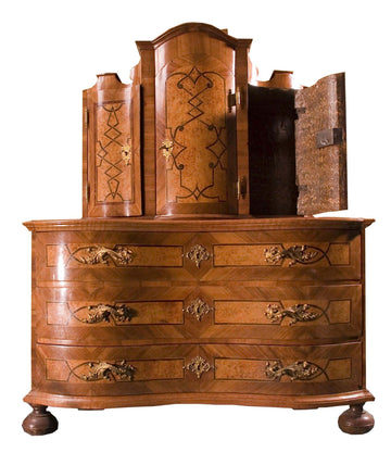 Antique Marie Antoinette style walnut antique Bureau Bookcase from 1700 Austria