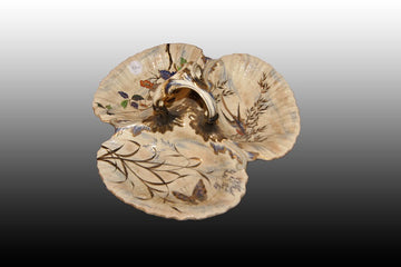 French porcelain hors d'oeuvre dish from the early 1900s, richly decorated