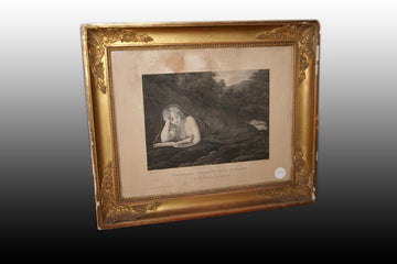 Bellissima piccola stampa francese del 1800 raffigurante Nudo di Dama