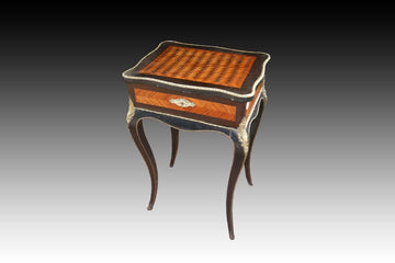 Beautiful small French Louis XV style dressing table in inlaid ebony wood