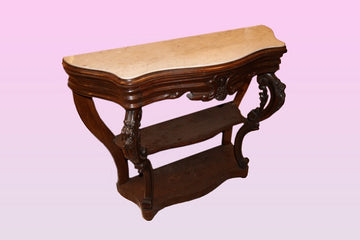 Beautiful French Louis Philippe style console table in rosewood with marble