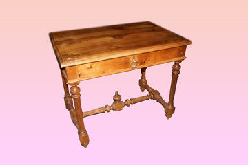 Rustic French writing table from the 1800s in walnut wood