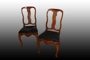 Group of 6 richly inlaid Dutch chairs from the 1700s