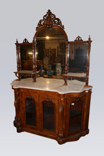 Stunning English Late Georgian briarwood sideboard with rich inlays