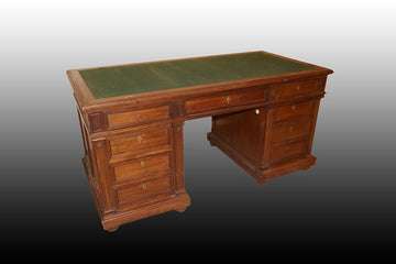 French ministerial writing desk from the 19th century in mahogany wood with drawers