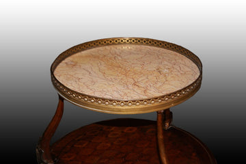 Stunning two-tier side table with French Louis XV style marble from the 1800s