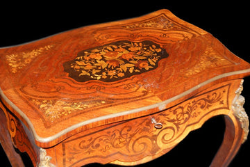 Richly inlaid Louis XV style dressing table from the 19th century