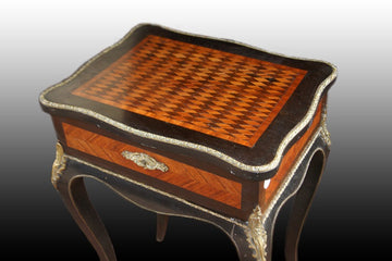 Beautiful small French Louis XV style dressing table in inlaid ebony wood