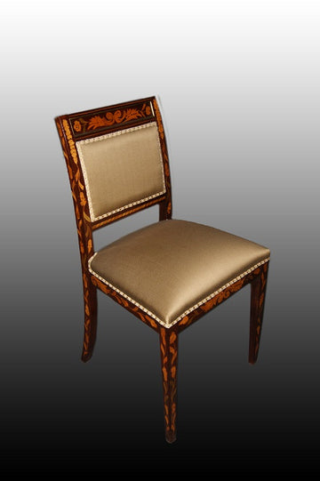Group of 6 richly inlaid Dutch mahogany chairs