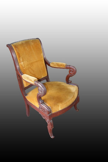 Group of 4 beautiful Directoire style armchairs in mahogany wood