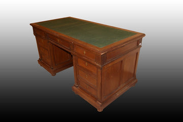 French ministerial writing desk from the 19th century in mahogany wood with drawers