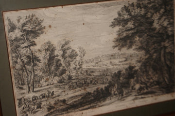 Pair of Italian Engraving Landscape with characters