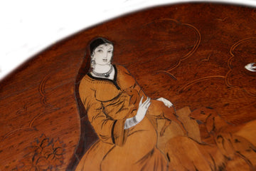 Finely inlaid wooden tablet depicting a lady