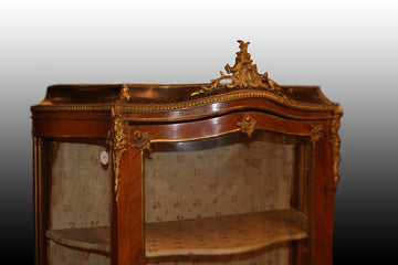 French 19th century Louis XV style Vernis Martin display cabinet with rich inlays and bronzes