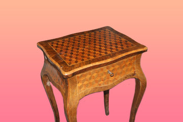 19th century French Louis XV style dressing table in marquetterie inlaid walnut