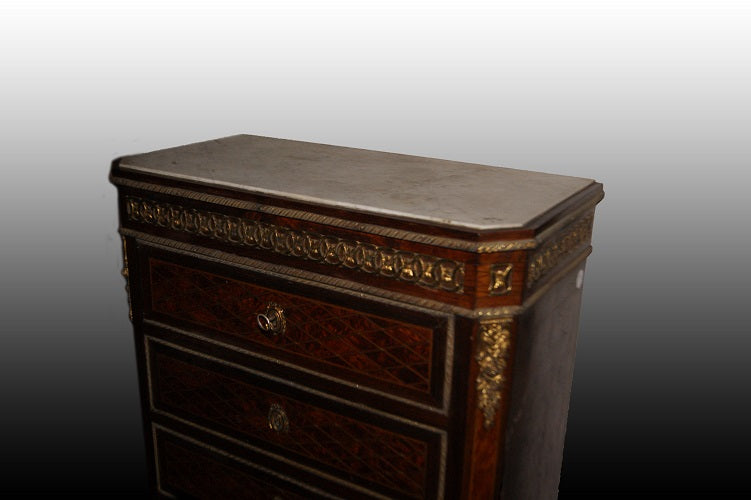 Settimanale francese del 1800 stile Napoleone III con bronzi e marmo