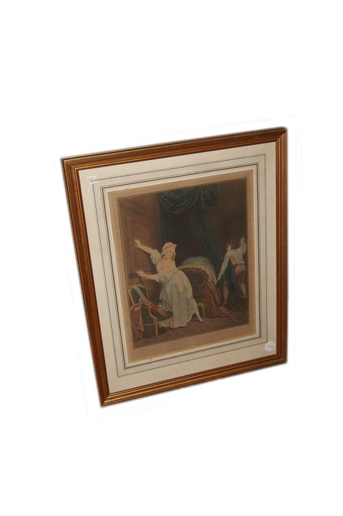 Coppia di stampe francesi del 1800 Con personaggi Stampe Antiche a colori