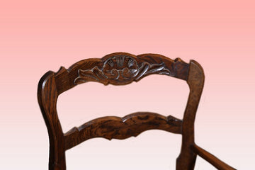 Pair of late 19th century Provençal armchairs in oak wood with carvings