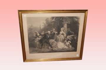 Pair of beautiful French antique prints from the 1800s with characters