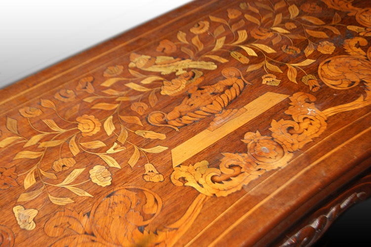 Tavolino da gioco olandese di fine 1700 stile Chippendale in legno di mogano