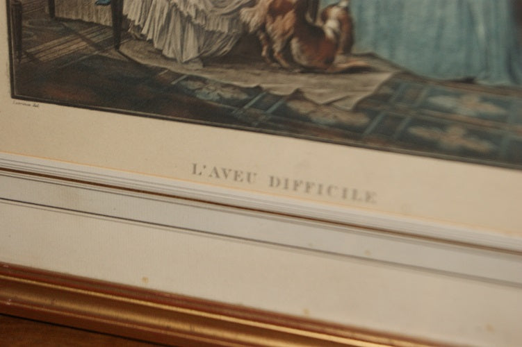 Coppia di stampe francesi del 1800 Con personaggi Stampe Antiche a colori