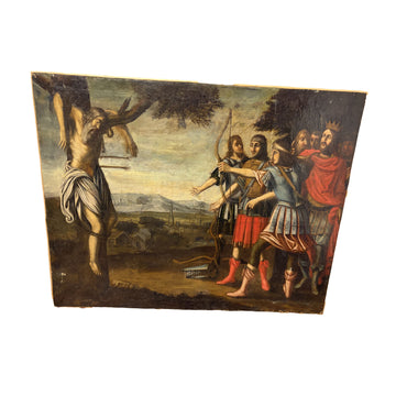 Important tableau religieux français du XVIIe siècle – Martyre de Saint Sébastien