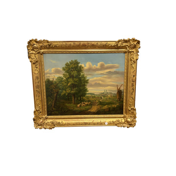 Paesaggio rurale francese con pastori e gregge – metà 1800