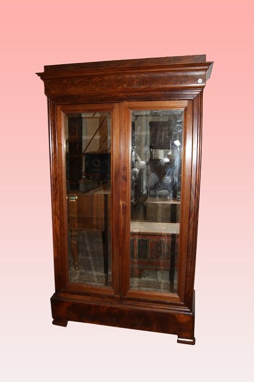 2 door wardrobe with Louis Philippe style mirror in mahogany