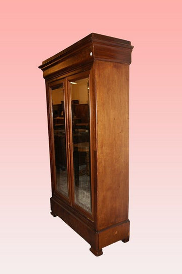 2 door wardrobe with Louis Philippe style mirror in mahogany