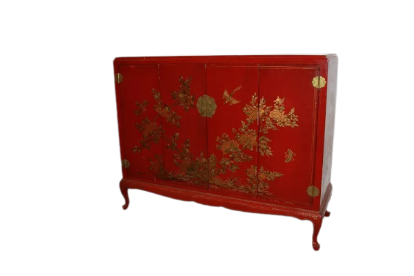 Credenza Cinese prima metà 1900 laccata e riccamente decorata
