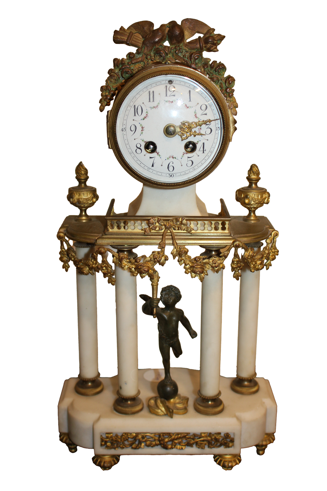 Pendule de cheminée en marbre et bronze doré, France, fin du XIXe siècle