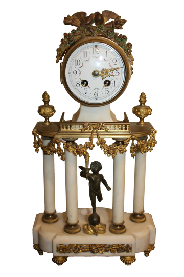 Pendule de cheminée en marbre et bronze doré, France, fin du XIXe siècle