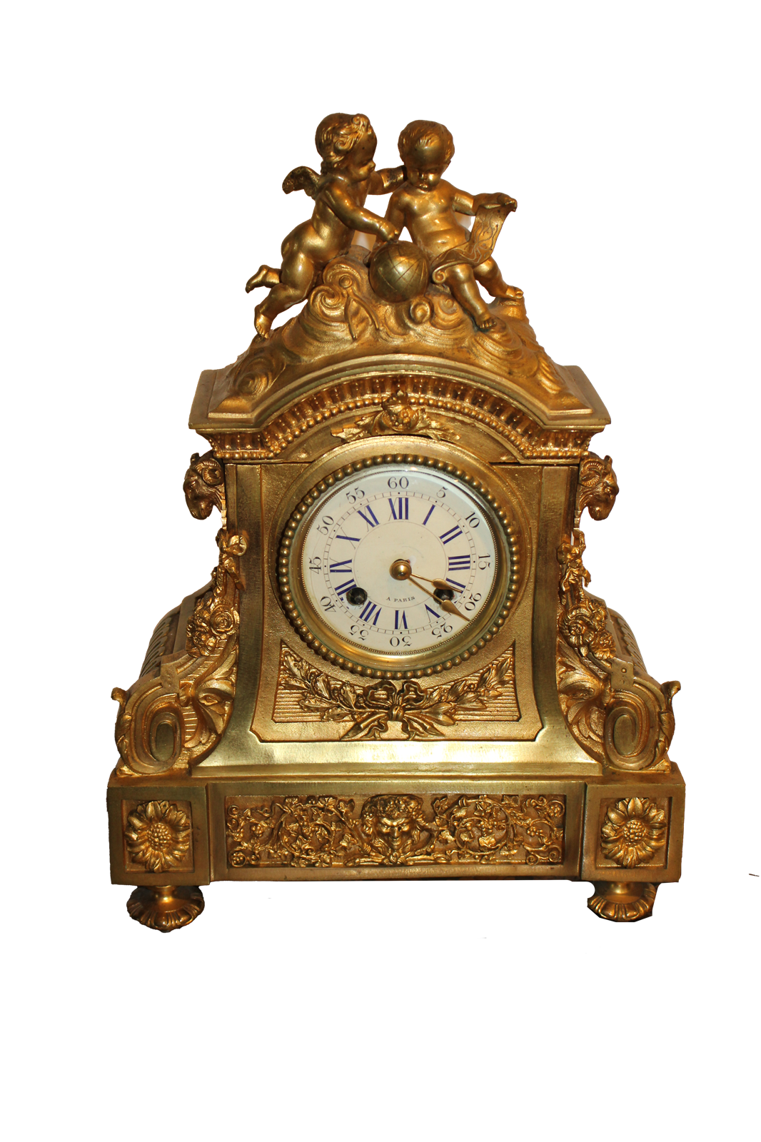Horloge de table en bronze doré de style Louis XIV - XIXe siècle